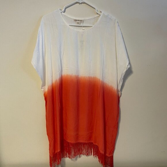 Beach By Exist Other - NWT Beach by Exist Tie Dye Beach Short Sleeve Poncho Cover Up Coral One Size